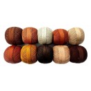 SHADES OF BROWN - LOT SET of 10 - 100% Cotton Mercer Yarn Thread - Crochet Lace Knitting Embroidery (10 Balls - 200 Grams)